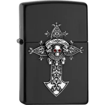 Zapalovač 26372 Cross with Skull Emblem