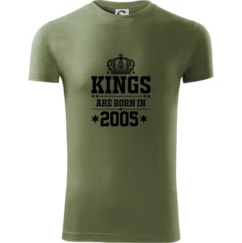 Pánské tričko Kings are born in 2005 - Viper FIT - Pánské zůžené tričko - XL ( Khaki )