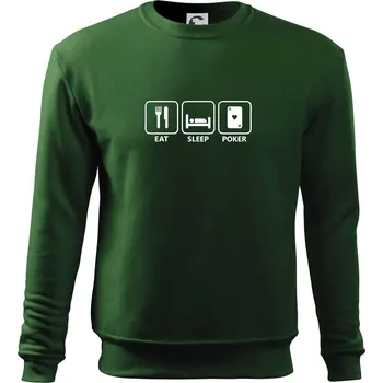 Eat sleep poker - Mikina Essential dětská - 158 cm/12 let ( Lahvově zelená )
