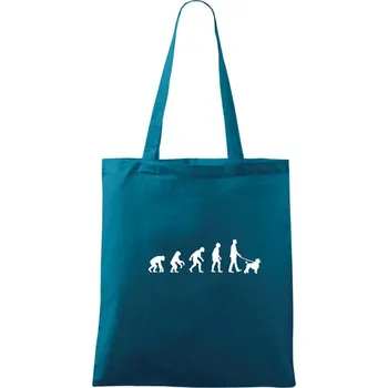 Evoluce pes pudl (muž-žena) - Taška bavlněná - 42 x 38 cm ( Petrolejová )