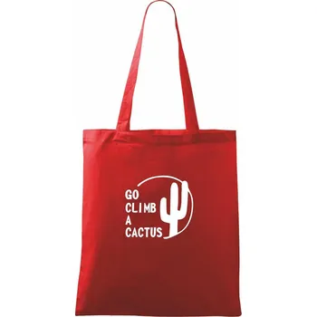 Nákupní taška Go climb a cactus - Taška bavlněná - 42 x 38 cm ( Červená )