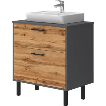 Koupelnový nábytek Lavedo Afina Neon Grey/Wotan Oak 70 koupelnová skříňka s umyvadlem