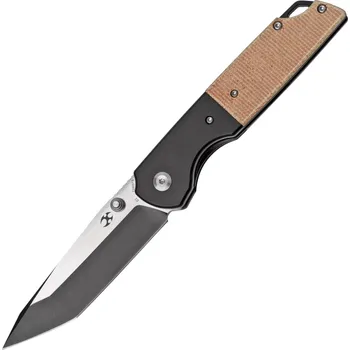 kapesní nůž Kansept Warrior Černý TiCn Potahovaný Strojově Leštěný Tanto D2 Čepel Černý Eloxovaný Hliníkový Bols