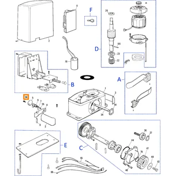 Pohon brány Nice V2.9X6.5-A.5101 šroub krytky zámku