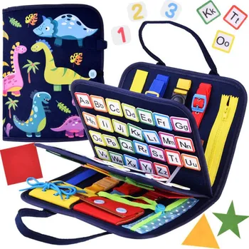 Hračka pro nejmenší Barevná smyslová manipulační kniha pro děti ZA4831 dinosauři