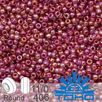 Korálek Korálky TOHO tvar ROUND (kulaté). Velikost 11/0. Barva č. 406-Opaque-Raindow Oxblood. Balení 8g.