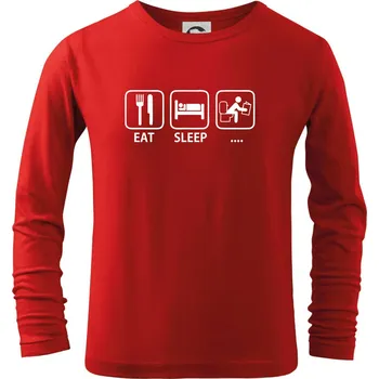 Chlapecké oblečení Eat sleep záchod - Triko dětské Long Sleeve - 104-110cm / 3-4 roky ( Červená )