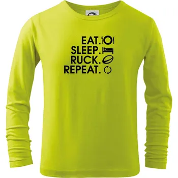 Dětská móda Eat sleep Rugby - Triko dětské Long Sleeve - 134 cm/8 let ( Limetková )