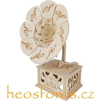 3D puzzle Woodcraft Dřevěné 3D puzzle Gramofon (houslový klíč)