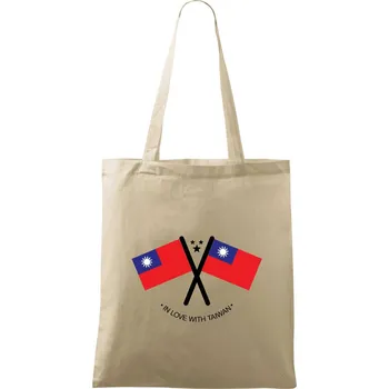 Nákupní taška In love with Taiwan - vlajky - Taška bavlněná - 42 x 38 cm ( Naturální )