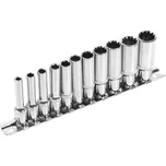 EXTOL PREMIUM 8818110 sada nástrčných prodloužených hlavic MULTI-LOCK 1/4", 11ks, CrV