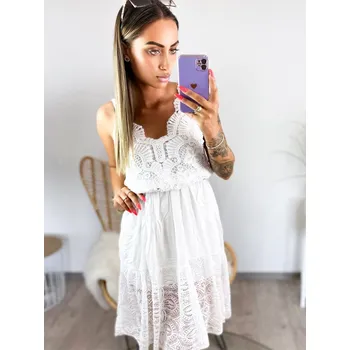 Dámské šaty Šaty v bílé barvě na ramínka, VELIKOST UNI ( S, M , L )