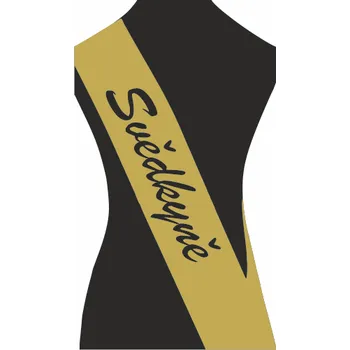 Party dekorace ON-DESIGN Šerpa SVĚDKYNĚ Barva: zlatá, Barva potisku: černá, Fonty písma: Brush Script MT