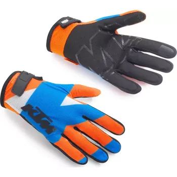 Moto rukavice Dětské motokrosové textilní rukavice KTM KIDS GRAVITY-FX EDRIVE GLOVES modrá/oranžová/bílá, pár