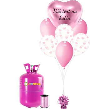 Party nádobí Personal Personalizovaný helium párty set - Růžová srdíčka 31 ks