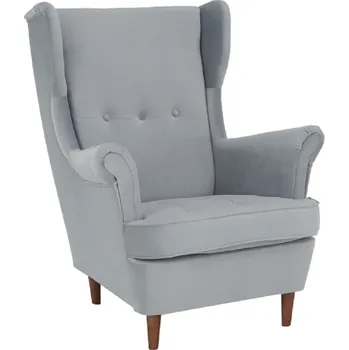 Křeslo Křeslo ušák RUFINO 3 NEW látka světle šedá, nohy ořech