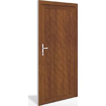 Vchodové dveře SOFT vchodové plastové dveře LANKA NEW plné hladké, zlatý dub/bílá, 98x200 cm