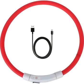 Obojek pro psa Svítící USB LED obojek pro psy průměr 16 cm - Červené