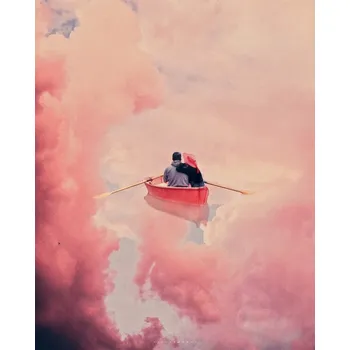 Plakát Plakát, Obraz - Pink sailing, spacerocket art