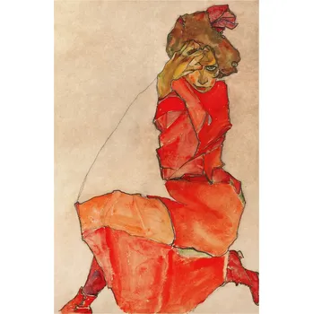 Plakát Plakát, Obraz - The Lady in Red, Egon Schiele