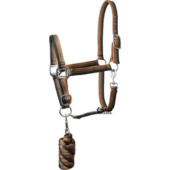 Ohlávka a vodítko Horze -SANDNES- - Béžová/Khaki/Tmavě modrá - Full