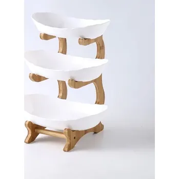 Vícepodlažní mísa na ovoce s dělenými přihrádkami | etažér - Bílá 3 vrstva