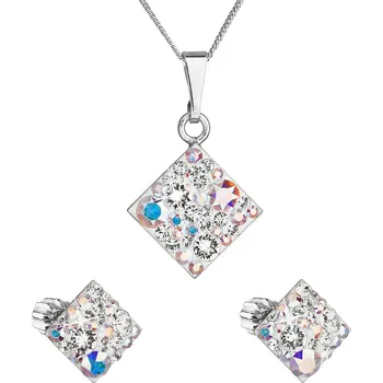 Souprava šperků EVOLUTION GROUP CZ Sada šperků s krystaly Swarovski náušnice, řetízek a přívěsek - 39126.2