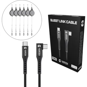 Virtuální realita Sada 10m kabelu USB-C + závěsné háčky | Meta Quest 3 & 3S & 2
