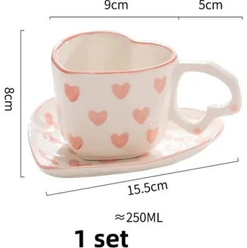 Keramický hrnek tvaru srdce pro kávu a čaj - 1 set,201-300 ml