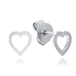 0883 MINET Náušnice z bílého zlata srdíčka Au 585/1000 0,80g