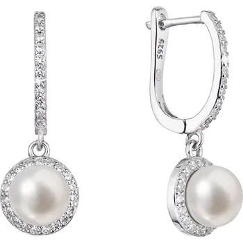 Náušnice EVOLUTION GROUP CZ Stříbrné náušnice visací s bílou říční perlou - 21076.1