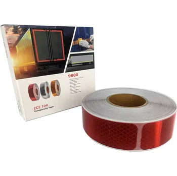 Páska reflexní samolepící červená pro cisterny, dělená 16 x 5cm, balení 50 m