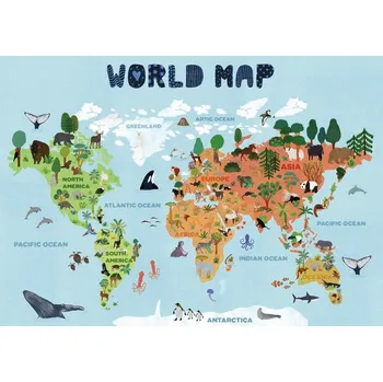 Plakát Plakát, Obraz - World map for kids, Jota de jai