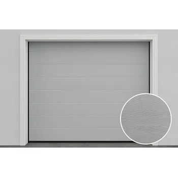 Garážová vrata DoorHan Garážová vrata se zástrčí | Woodgrain stříbrná RAL 9006, středová drážka Šířka stavebního otvoru (mm): 2375, Výška stavebního otvoru (mm): 2030