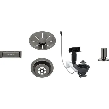 Granitový dřez Alveus Odtoková sada 3 1" InFino pro jednu vaničku, přepad C-overflow, + táhlo, satin dark steel + 5 % sleva v košíku s kódem SLEVA5