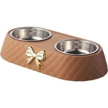 Miska pro psa Luxusní designová dvojmiska na granule (vodu) pro domácí mazlíčky Barva: Hnědá