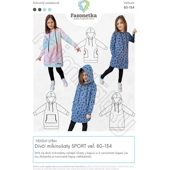 Nit Tištěný střih na Dívčí mikinošaty SPORT | 80-134