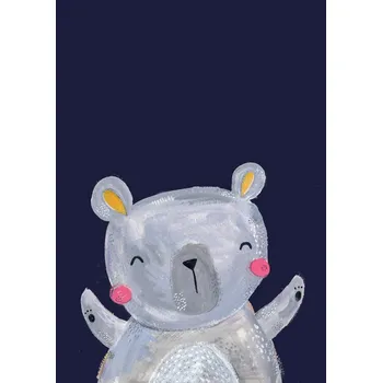 Plakát Plakát, Obraz - Woodland bear on navy, Laura Irwin