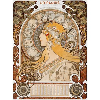 Plakát Plakát, Obraz - Zodiaque (La Plume), Alfons Mucha