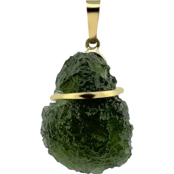 Přívěsek Vltavín Moldavite Zlatý přívěsek s vltavínem 4,070 g