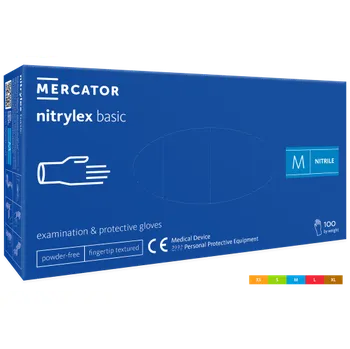 Vyšetřovací rukavice Nitrilové rukavice, Nitrylex basic, tmavě modré, 100 ks, nepudrované - Mercator Medical M