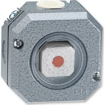 vypínač ABB GARANT Spínač dvojpólový IP66, s červeným průzorem, se sig. doutnavkou, řazení 2, 2S, Al, šedá