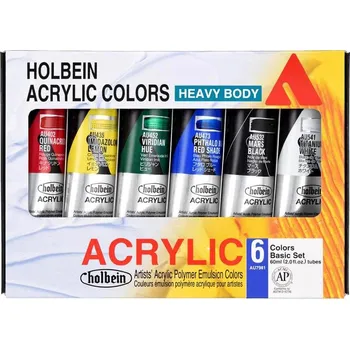 Vodová barva Akrylové barvy Holbein Heavy Body - Basic, sada 6ks