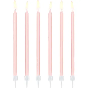 Dortová svíčka Svíčky na dort narozeninové 14 cm světle růžové, 12 ks