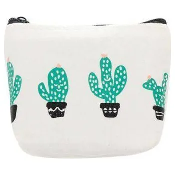 Peněženka na mince | taštička na kosmetiku s kaktusy - plátěná - kaktus v květináči