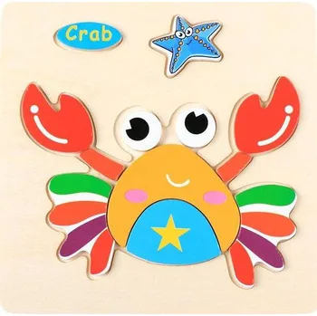 Dřevěná hračka Dřevěné skládačky | dřevěné puzzle pro nejmenší - 15 x 15 cm - krab