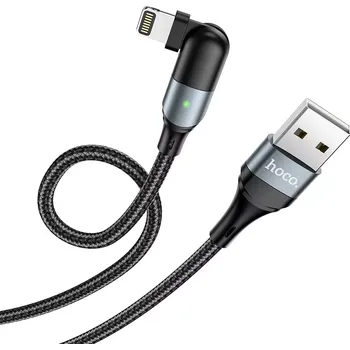 Náhradní díl pro mobilní telefon HOCO kabel USB do iPhone Lightning 8-pin 2,4A U100 černý (Datový a nabíjecí kabel HOCO pro Apple Iphone)