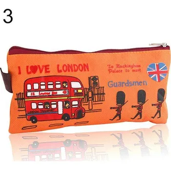 Penál Pouzdro na drobnosti | školní penál na tužky, styl Londýn - Oranžová