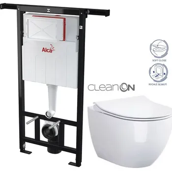 WC sada Předstěnový instalační systém bez tlačítka + WC CERSANIT ZEN CLEANON + SEDÁTKO AM102/1120 X HA1