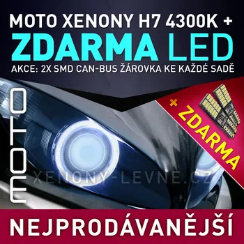 Autožárovka AKCE: XENONY MOTO HID H7 4300K - přestavbová motocyklová sada 12V (kup tuto xenonovou sadu a dostaneš LED parkovací žárovky ZDARMA)
